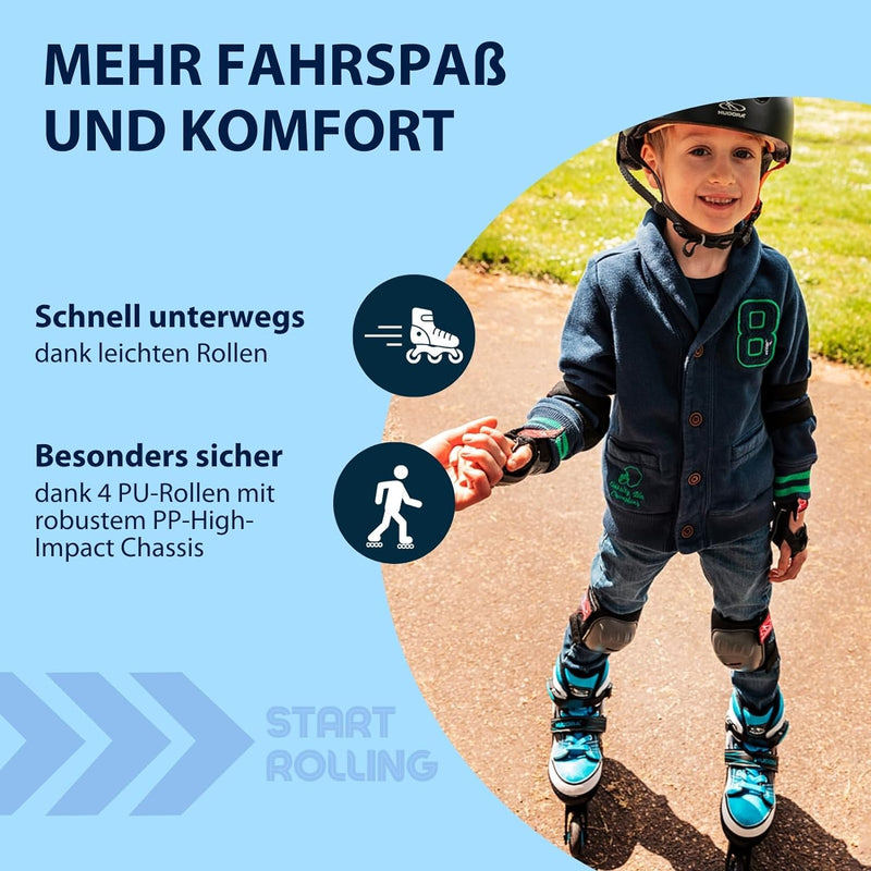 HUDORA Kinder Inliner Basic | Inline Skates für Mädchen & Jungen, verstellbar über 4 Grössen | Leich