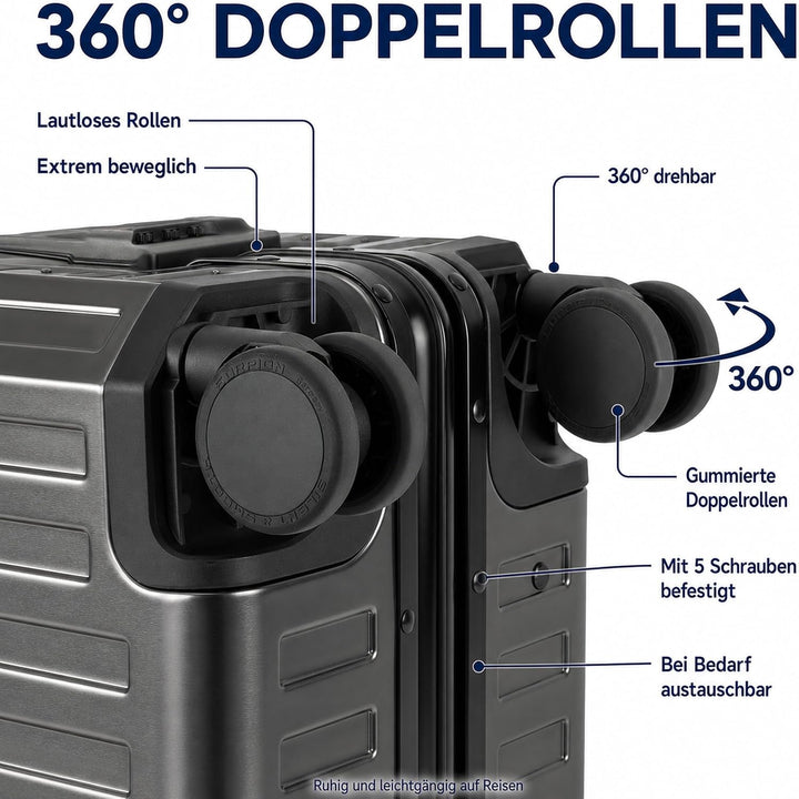Travelhouse Koffer 100% Aluminium Reisekoffer Bordkoffer Hartschalen-Koffer Handgepäck 55cm· Telesko