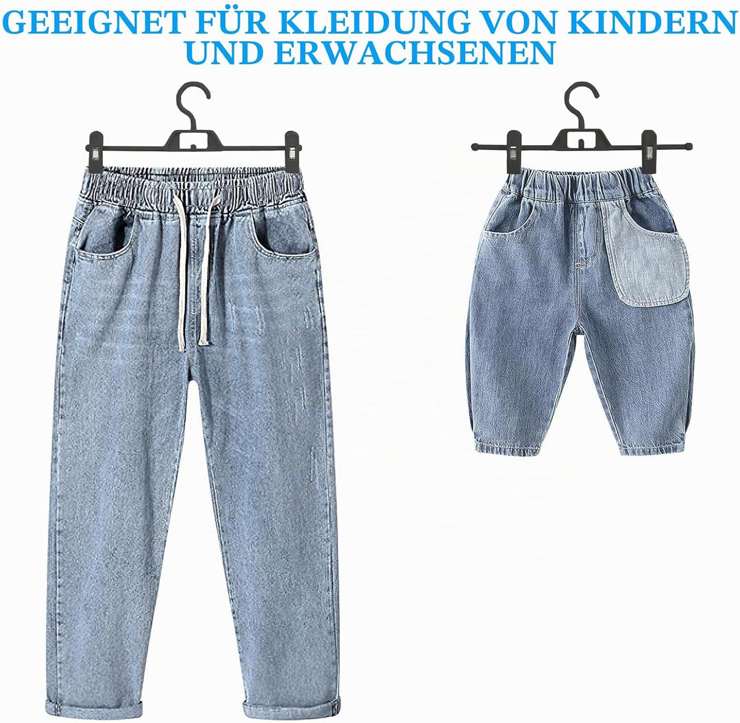 Hosenbügel Hosenspanner 34 cm,10 Stück Kleiderbügel Kunststoff, rutschfeste und Verstellbare Klammer