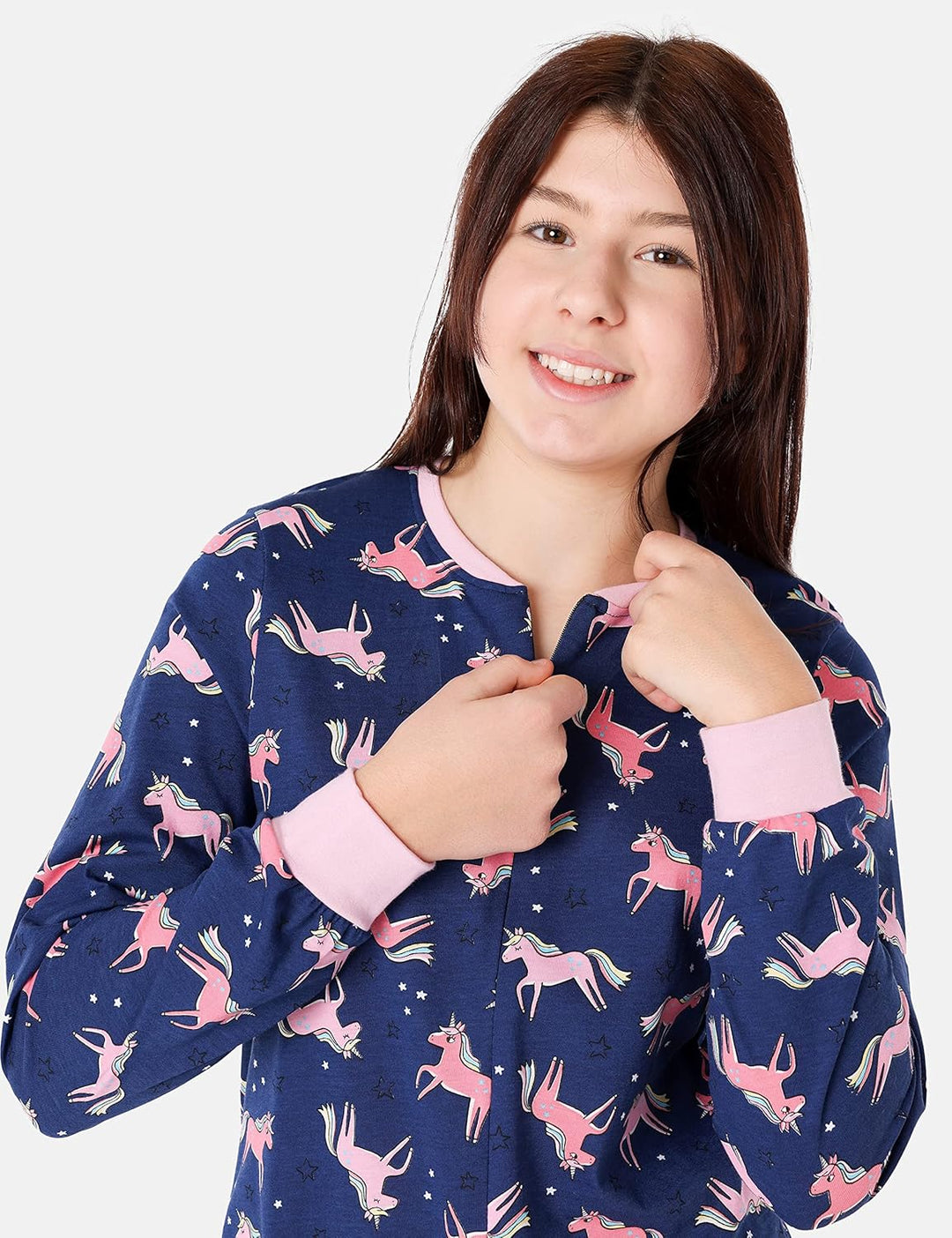 Merry Style Mädchen Jugend Schlafanzug Strampelanzug Schlafoverall MS10-235 170 Marineblau/Einhorn,