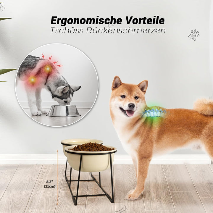 Hunde Napfset Erhöht Hundenapf Keramik - Grosse Hundenäpfe mit Rutschfestem Ständer - Fressnapf Hund