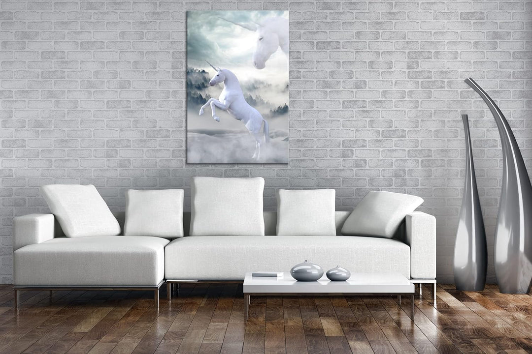 deyoli zauberhaftes stolzes Einhorn Format: 80x60 als Leinwandbild, Motiv fertig gerahmt auf Echthol