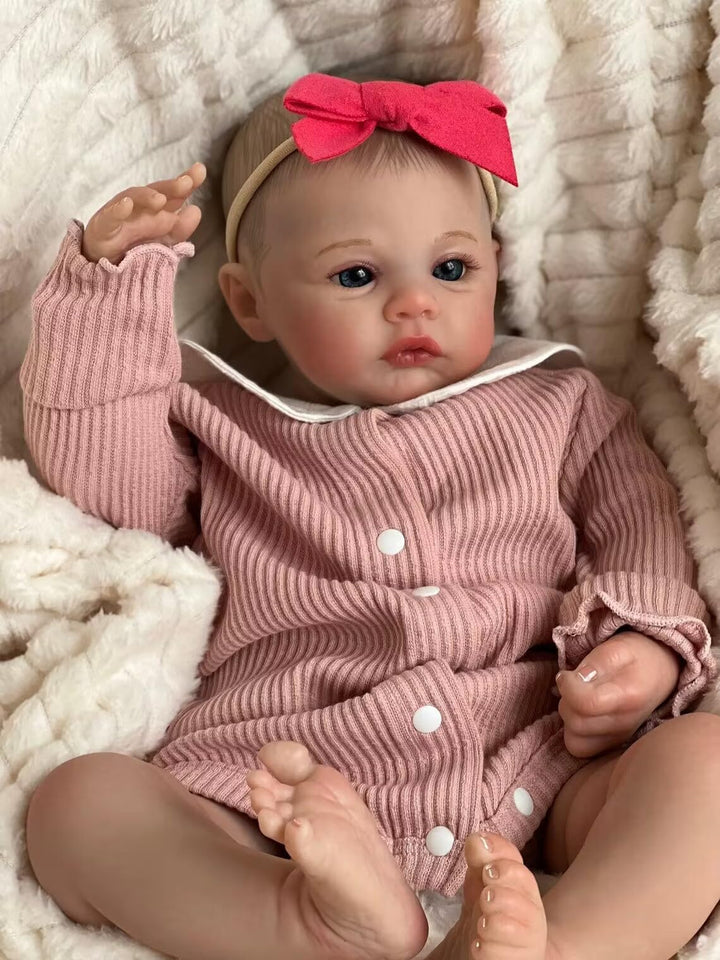 ZIYIUI Realistische Reborn Babys Puppe echte Babypuppe Silikon Mädchen Handgemachte Augen öffnen Bab
