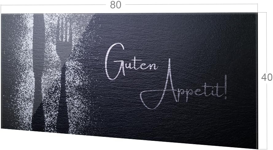 GRAZDesign Spritzschutz Küchenrückwand Glas Küche für Herd & Küchenspüle, Grau Guten Appetit Glaspla