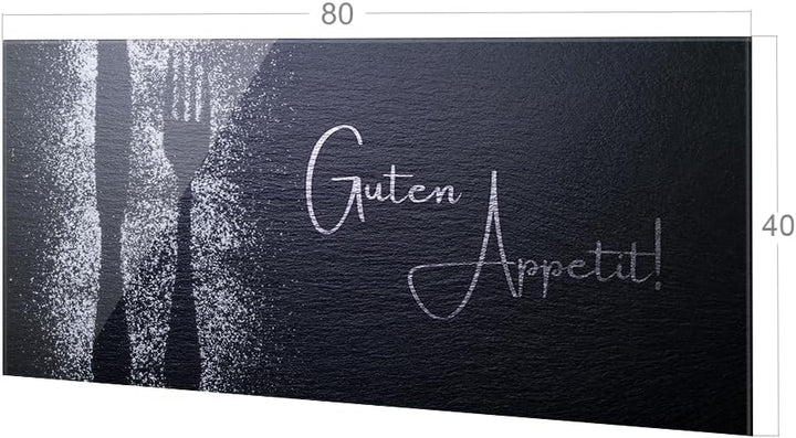 GRAZDesign Spritzschutz Küchenrückwand Glas Küche für Herd & Küchenspüle, Grau Guten Appetit Glaspla