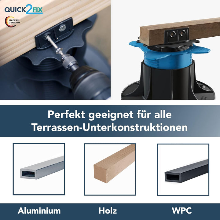 QUICK2FIX® Stelzlager höhenverstellbar 35-75mm (Grösse L) - Dielenaufleger | 24 Stk. Grösse L 35-75