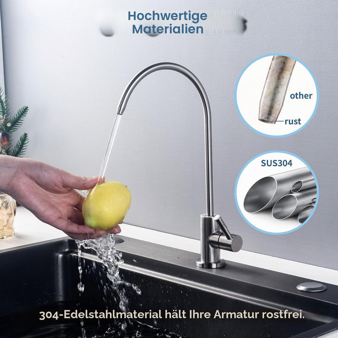 Umkehrosmose Wasserfilter Wasserhahn, 1/4'' RO Osmoseanlage Trinkwasser Wasserhahn, 360° Schwenkbar