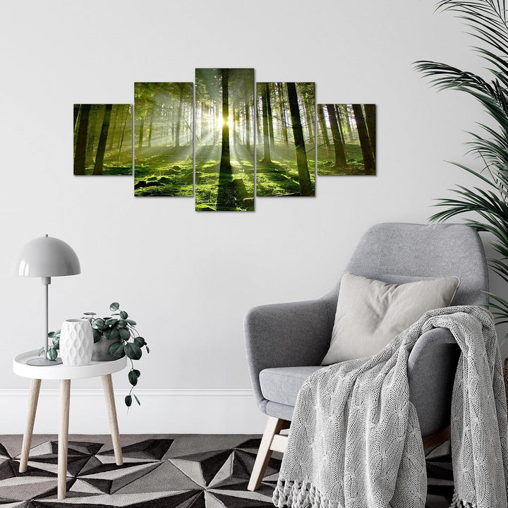 Runa Art Wandbilder Wald Landschaft 5 Teilig Bild auf Vlies Leinwand Deko Schlafzimmer Wohnzimmer So