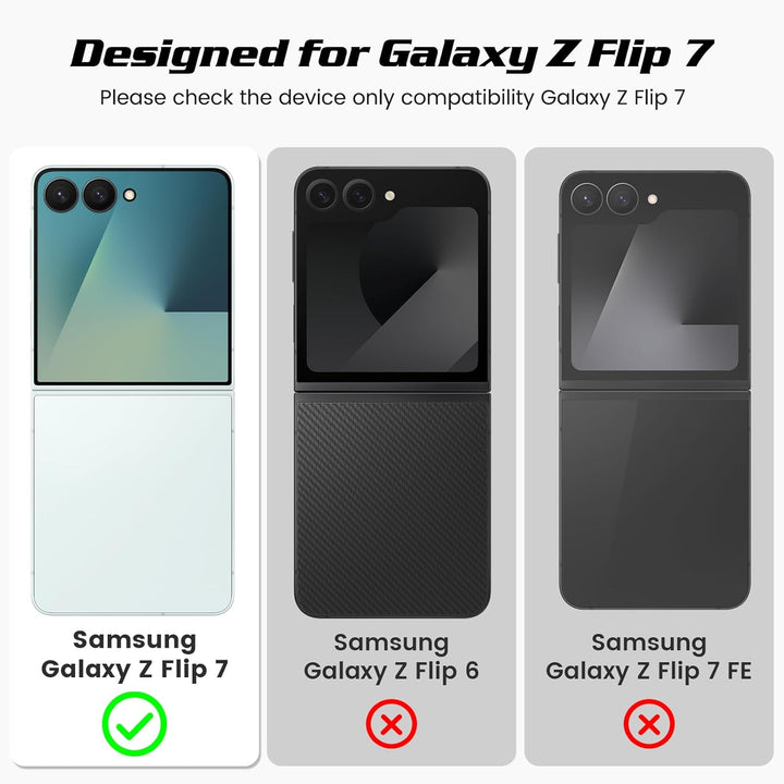 Doeshine für Samsung Galaxy Z Flip 7 Hülle [Not für Flip 7FE] mit Scharnierschutz & Displayschutzfol