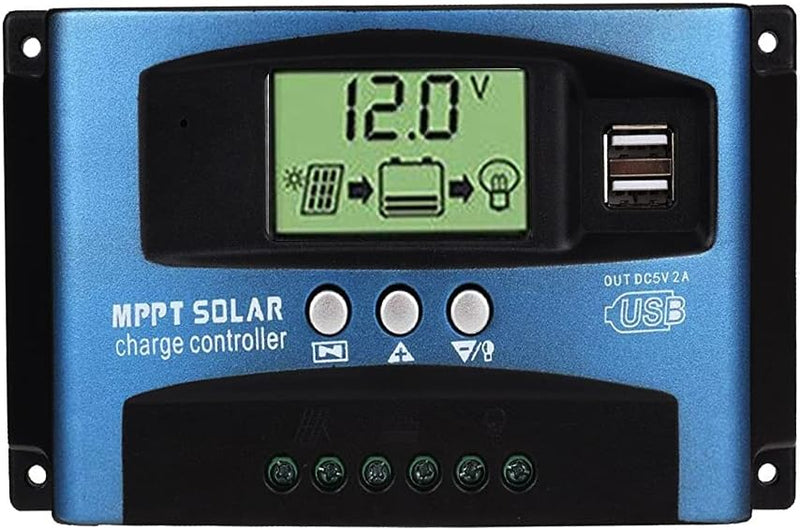 Controlador de Carga, 60 A mit Doble Usb-12 V / 24 V, LCD-Controlador Intensiv-Panel Solar Autobatte