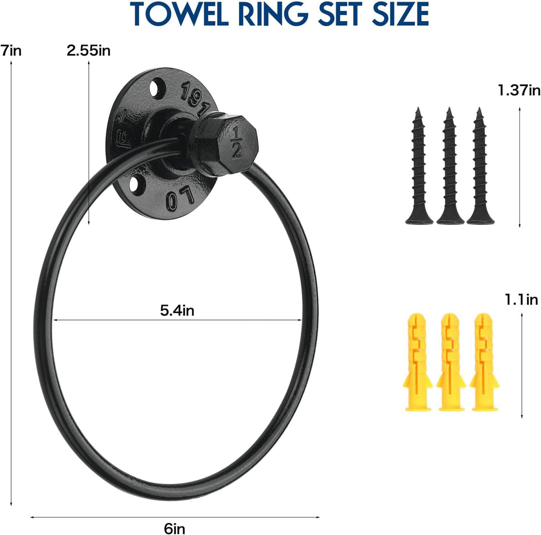 Retro one Industrieller Handtuchring, rustikaler Rohr, Handtuchhalter, Wandmontage, für Badezimmer