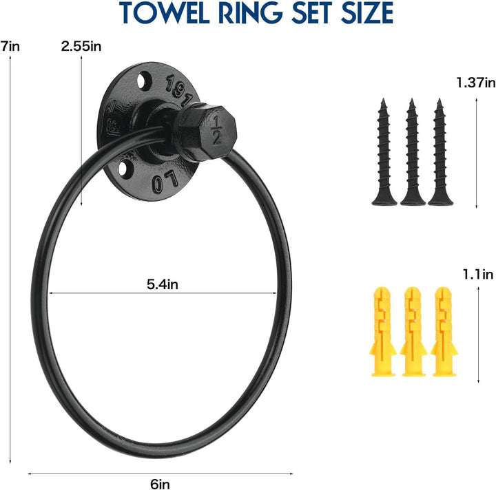 Retro one Industrieller Handtuchring, rustikaler Rohr, Handtuchhalter, Wandmontage, für Badezimmer