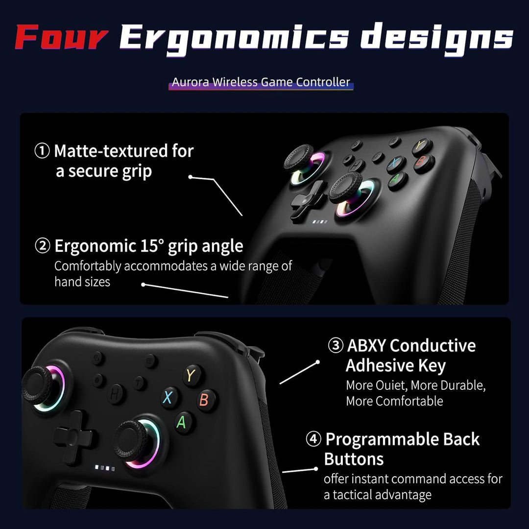 AceGamer Aurora 2.4G Wireless Controller für PC Windows/Switch 2/Switch/Steam/iOS/Android, Gamepad m