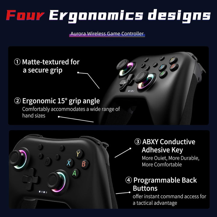 AceGamer Aurora 2.4G Wireless Controller für PC Windows/Switch 2/Switch/Steam/iOS/Android, Gamepad m
