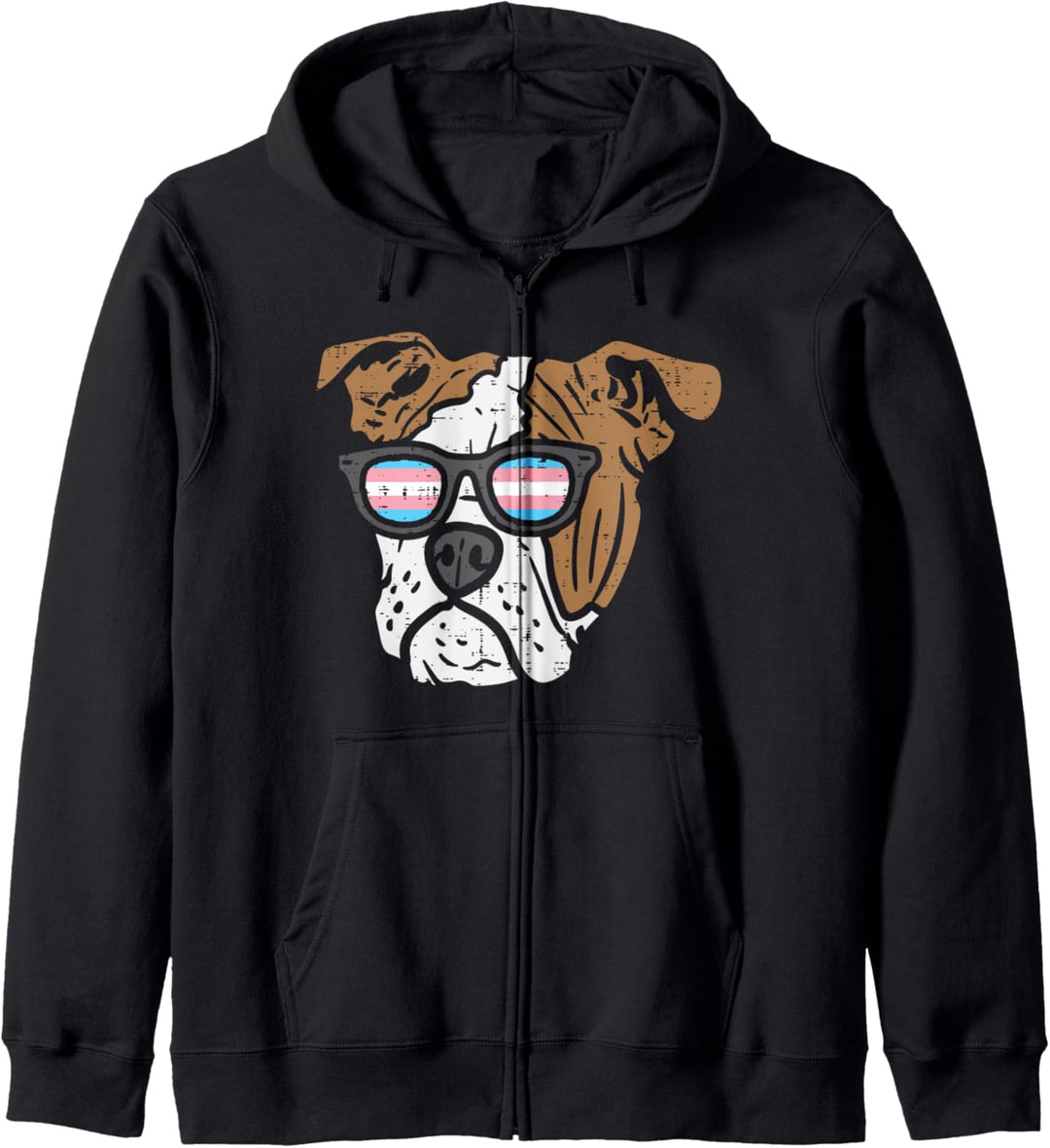 English Bulldog Transgender Sunglasses Trans Pride Flag Dog Kapuzenjacke