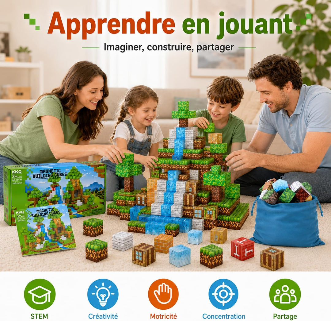 Magnetische Bausteine [100PCS 2.5cm] Bauen Mine Magnete Welt Set für Kinder Montessori Kreative Spie