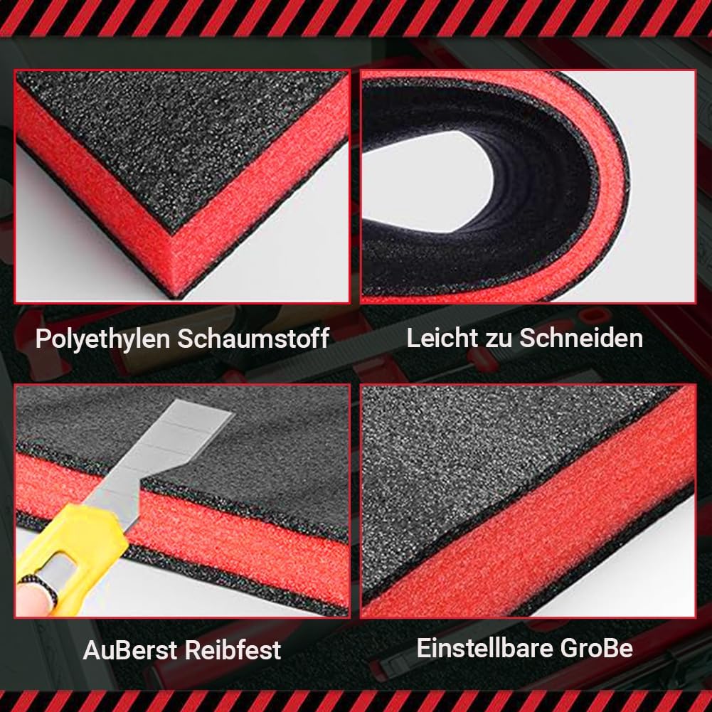 Schaumstoff Zuschnitt 4 Stück, Werkzeugkisten Schaumstoff 40 x 30 x 2.5cm, Schaumstoffeinlage Werkze