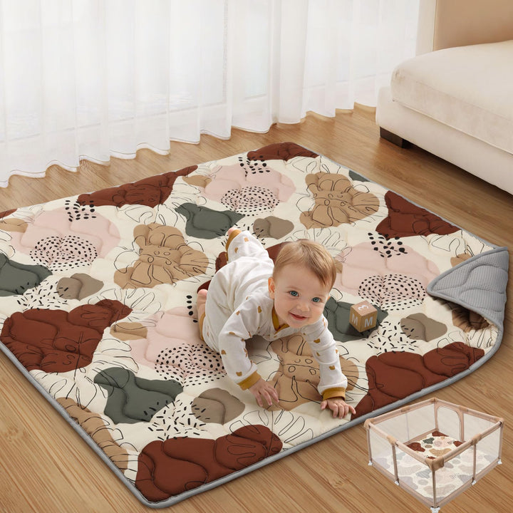 Blissful Diary Krabbelmatte Baby Spielmatte 127x127cm Krabbeldecke für Baby | Faltbar Baby Teppich,