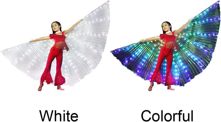 Tongdejing Bauchtanzflügel, LED-Bauchtanzflügel, leuchtender B-Schmetterlingsflügel mit Teleskopstab