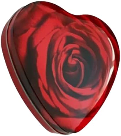 Geschenkdose Rose Love - Flache rote Dose in Herzform mit Rosenmotiv - lebensmittelecht - Herzdose,