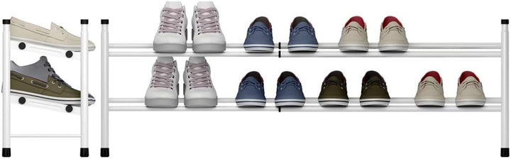 TZAMLI Ausziehbar Schuhregal mit 2 Ebenen zur Aufbewahrung von bis zu 12 Paar Schuhen, Verstellbarer