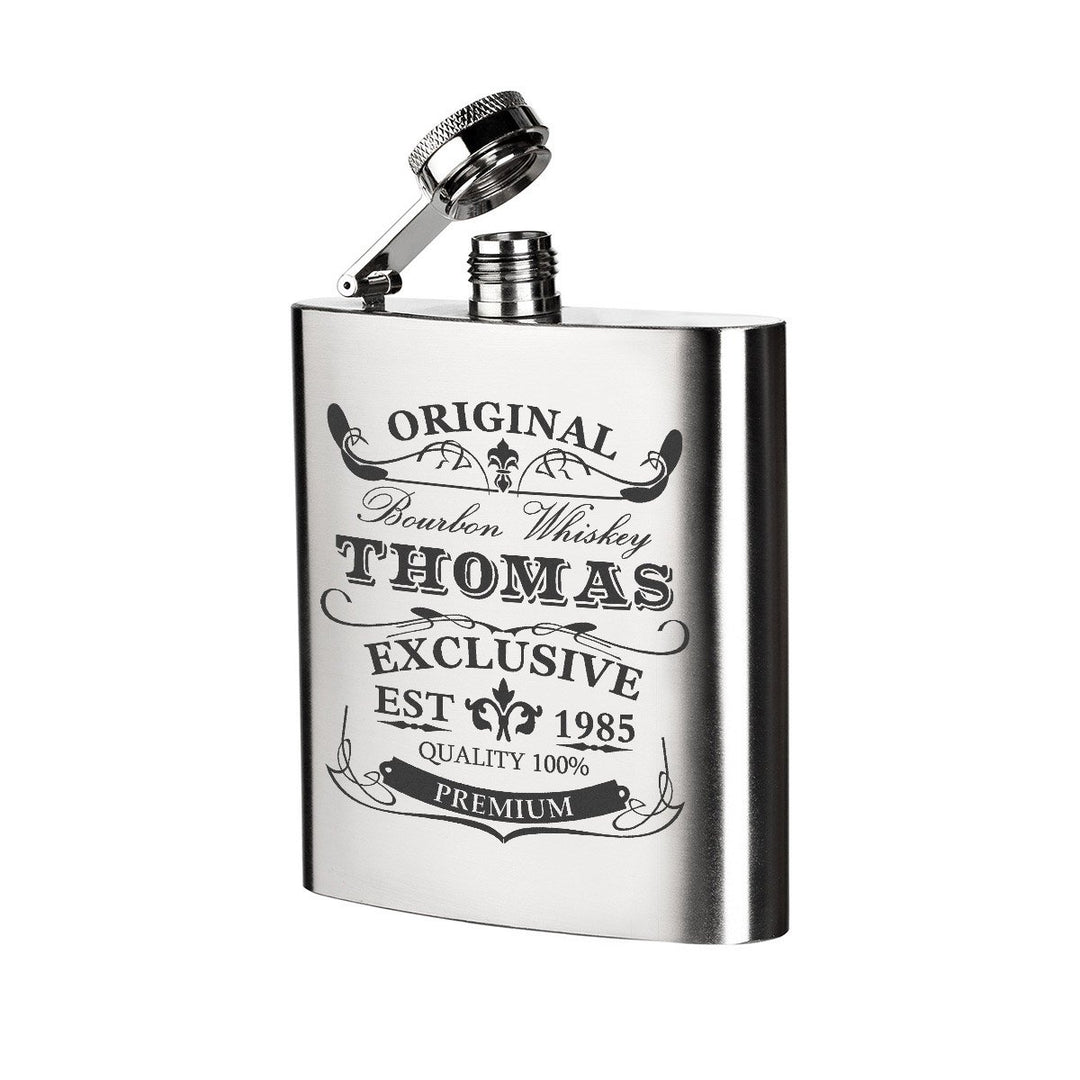 polar-effekt Edelstahl Flachmann mit Personalisierte Gravur - Schnapsflasche 200 ml - Geschenkidee f