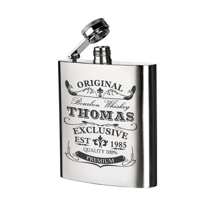 polar-effekt Edelstahl Flachmann mit Personalisierte Gravur - Schnapsflasche 200 ml - Geschenkidee f