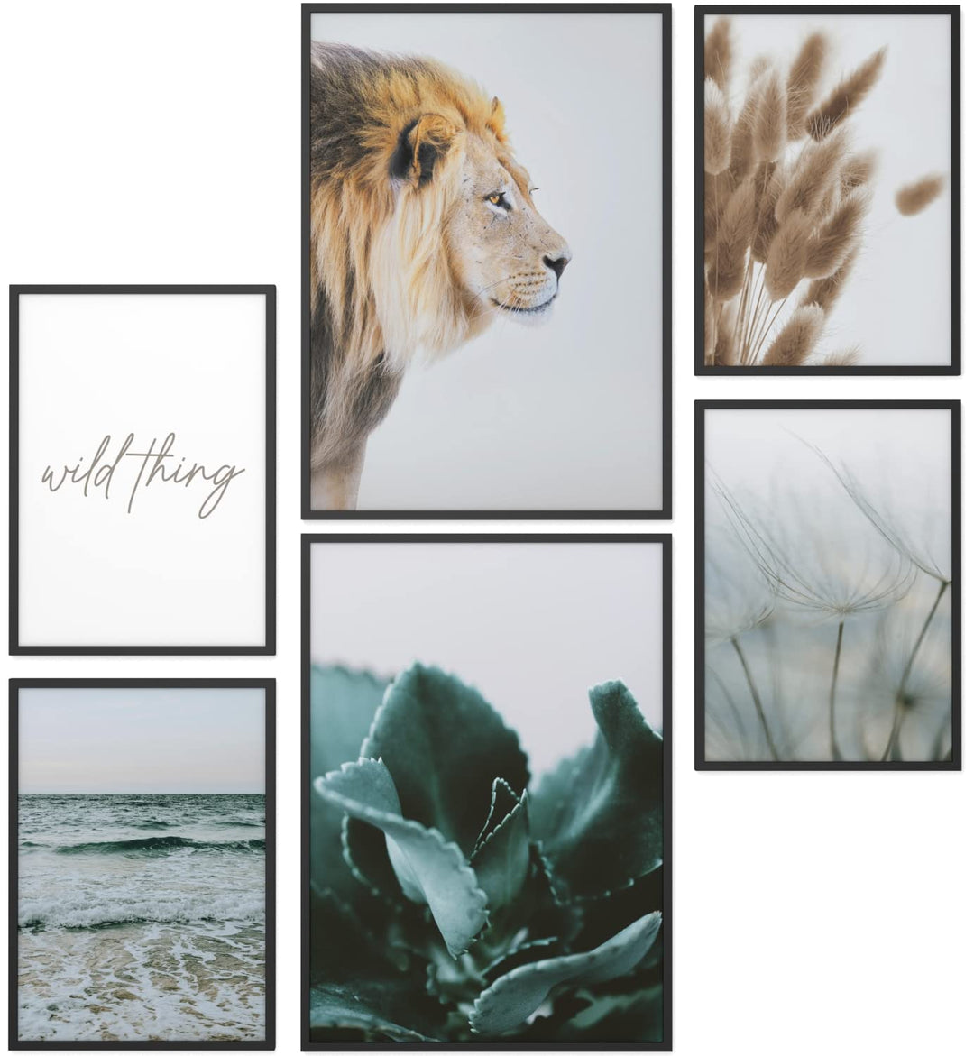 Papierschmiede® XL Mood Poster Set Pampas Wild, Deko Bilder Wohnzimmer, 2x DIN A2 (ca. 59x42) und 4x