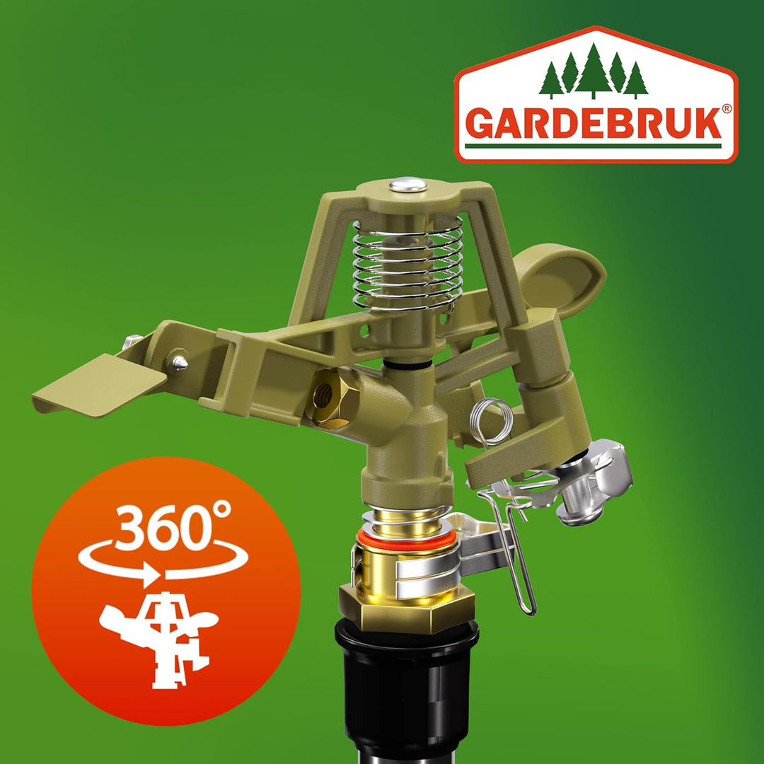 GARDEBRUK® Sprinkler mit Teleskopstativ Erdspiess Sprengweite bis 24m Garten Impulsregner Rasenspren