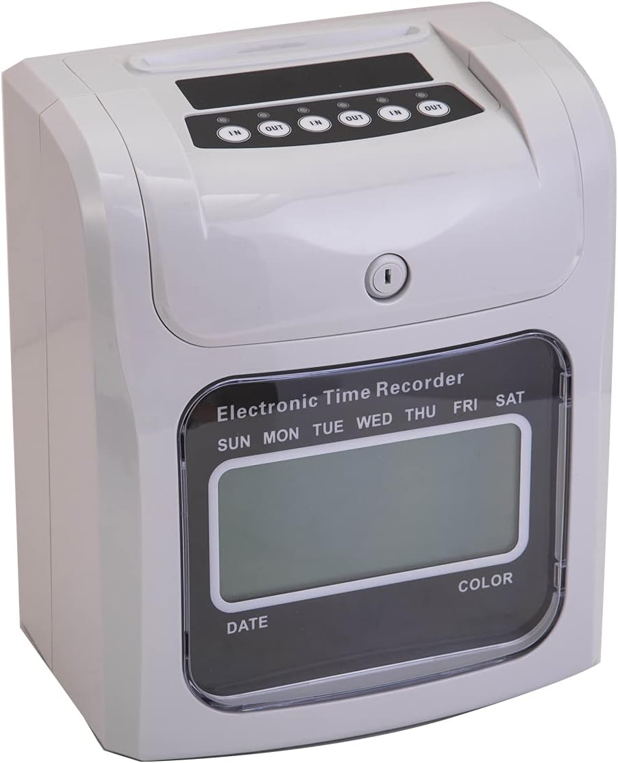 Stempeluhr Paket Elektronische Anwesenheitsmaschine LCD-Anwesenheitsautomat inkl. 50 Stempelkarten,