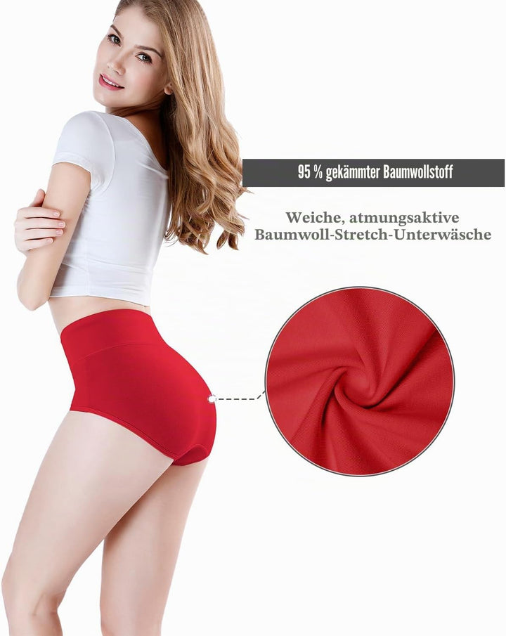 wirarpa Unterhosen Damen Baumwolle Frauen Unterwäsche Hohe Taille Slips Hoher Taillenslip 4er Pack S