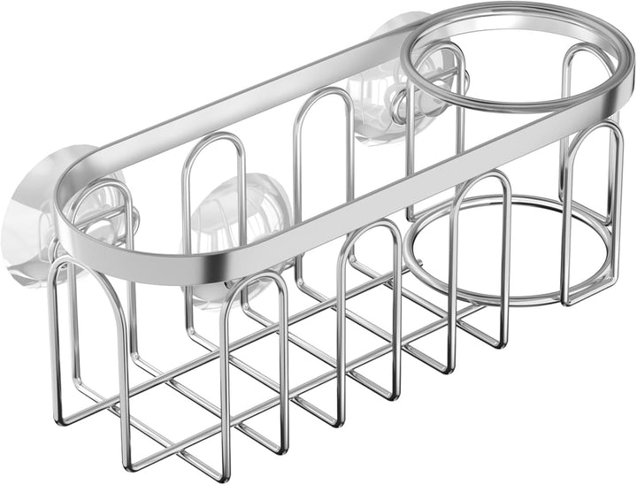 Yazoni 2-in-1 Schwammhalter für Küchenspüle, Saugnapf-Regal/Caddy, kein Bohren, rostfrei, Organizer