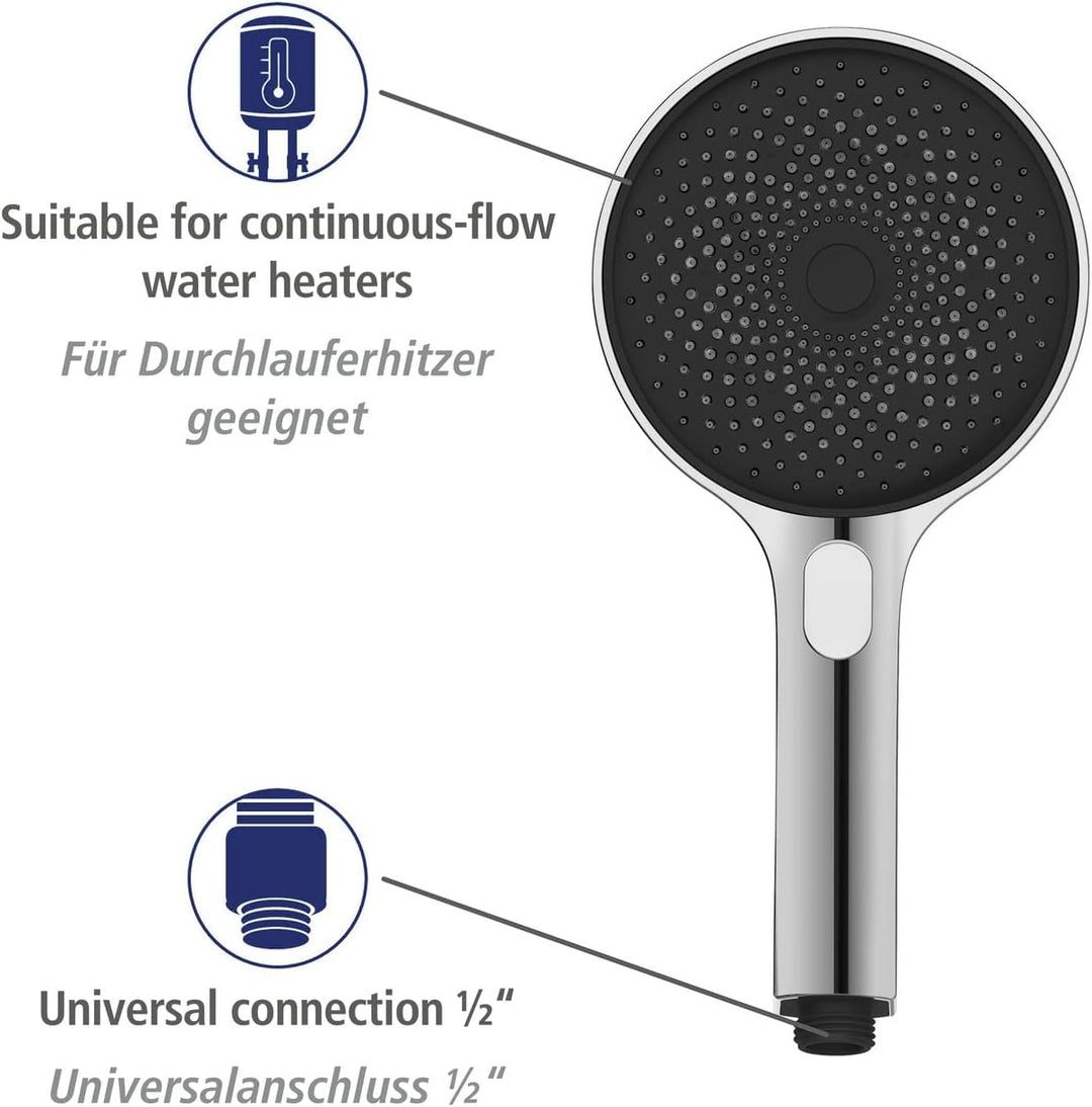 WENKO Duschsystem Softwater, Duschstange aus Edelstahl mit Regenduschkopf, Handbrause, Duschschlauch