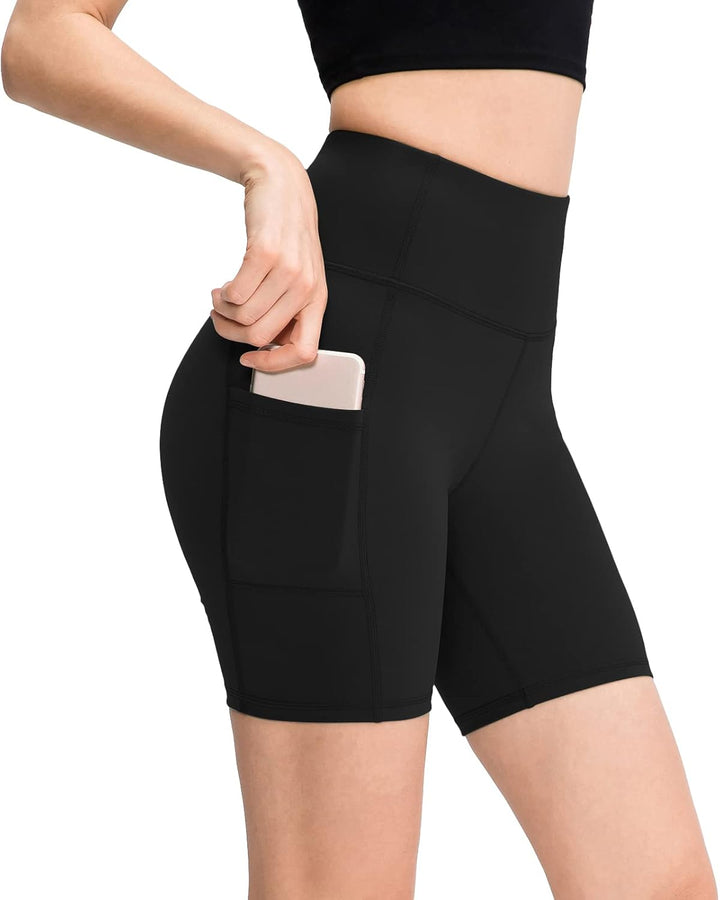 HomyComy Damen Sporthose Kurze Hohe Taille Yogahose Leggings für Sommer Leggins Radlerhose Fitness H