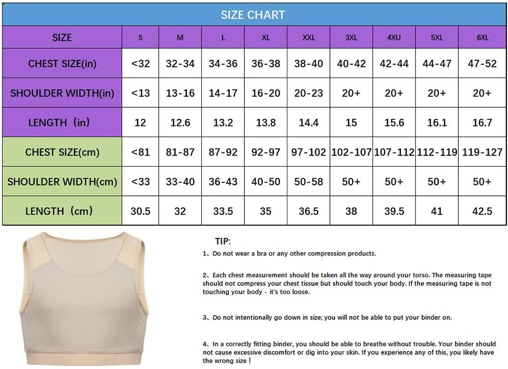 Idtswch Brustbinder für Transgender Brustbinder Half Ftm Binder Brust Kompressions-BH L Nude, L Nude