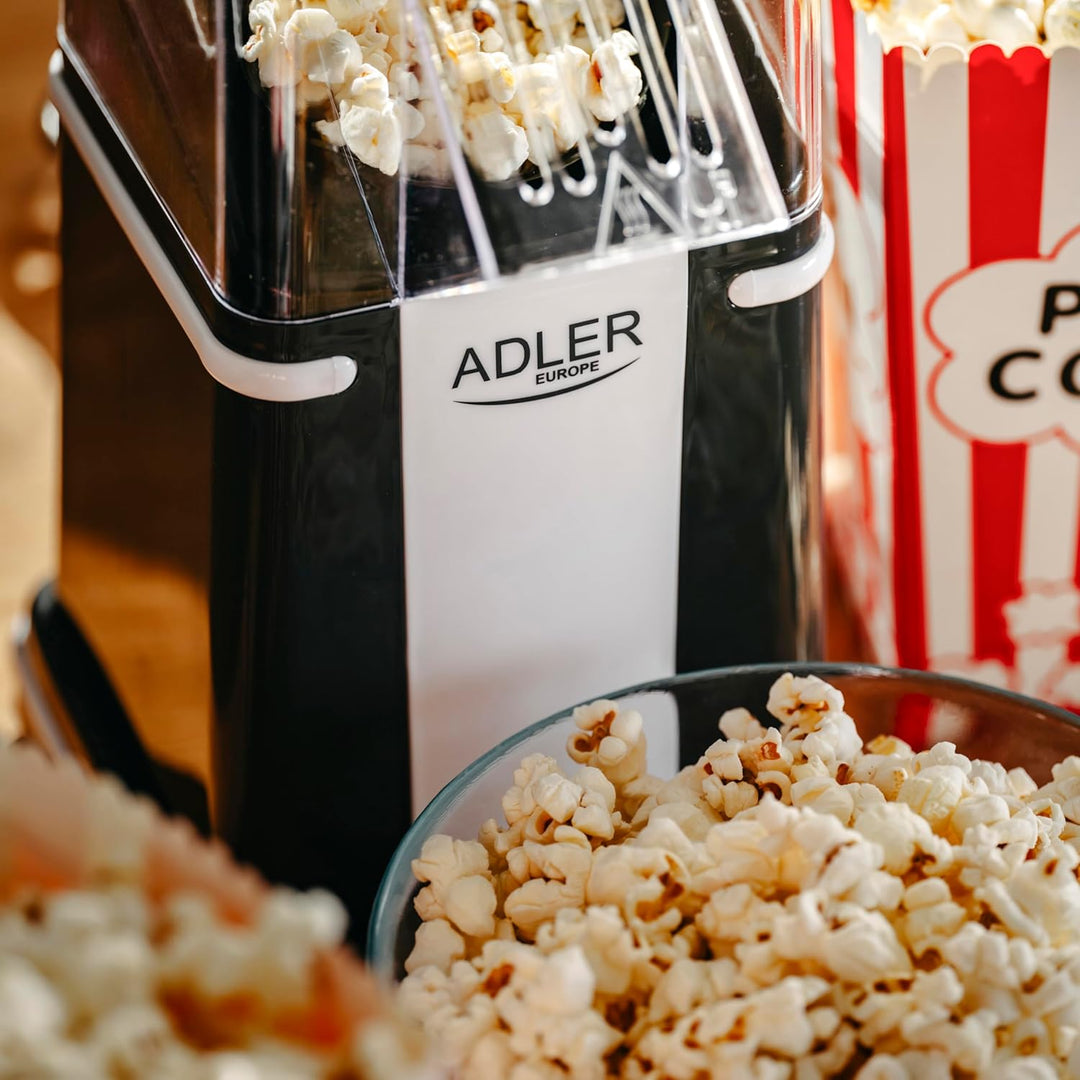 Adler AD 4511 Elektrische Popcornmaschine, 1200 W, ölfreies Verfahren, Heissluft, kompakt, modernes