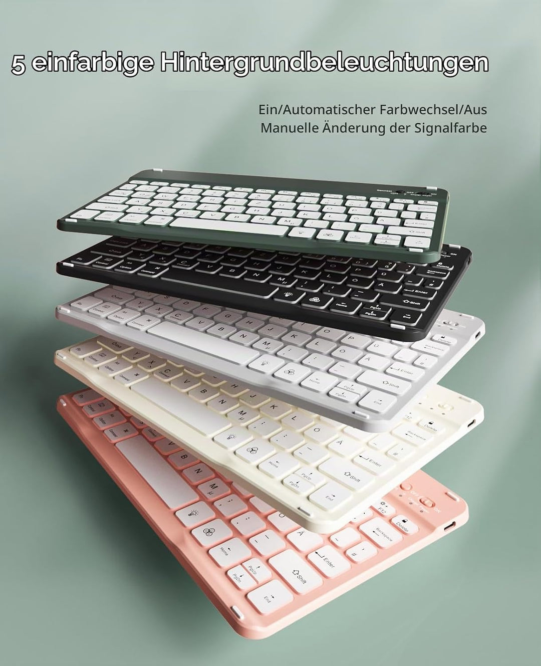 JKSML Hülle mit Tastatur für iPad 9./ 8./ 7. Generation (2021/2020/ 2019) | Soft TPU Rückseite Schut