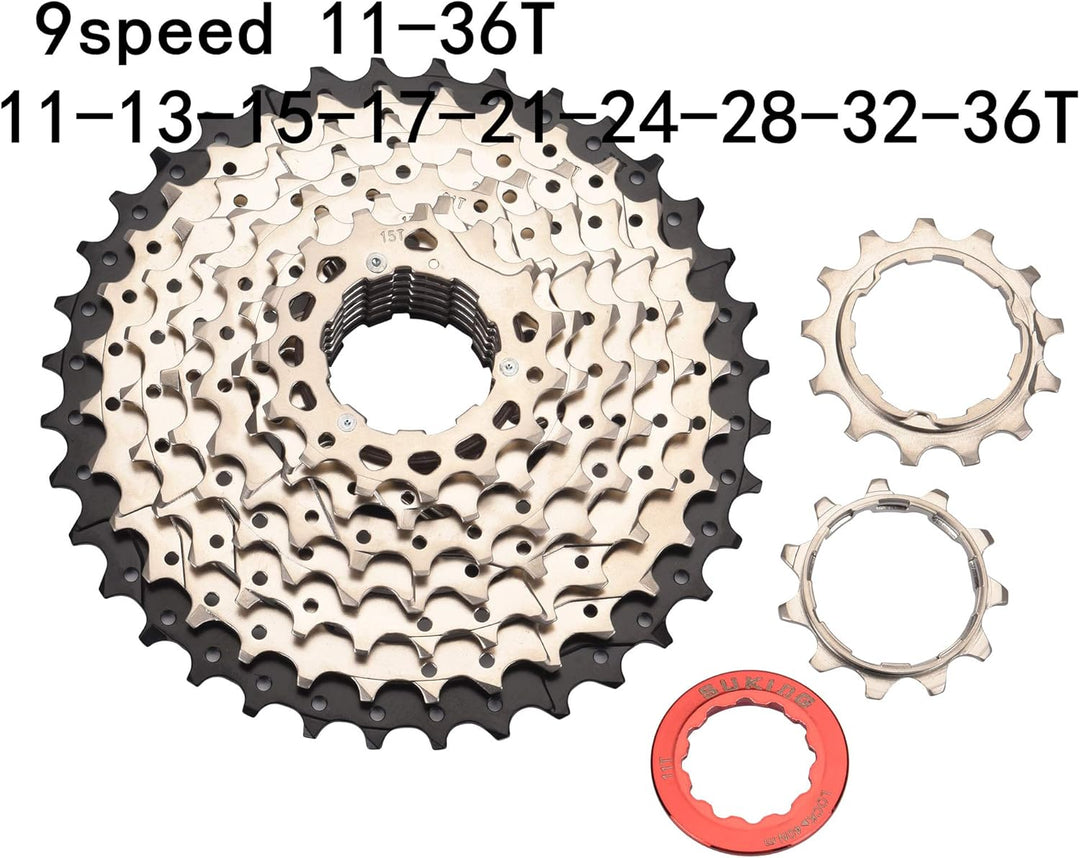 BESNIN Kassette für Mountainbike 9 Fach 11-32T/11-36T/11-40T/11-42TKassette 9 Fach Fahrrad-freilauf,