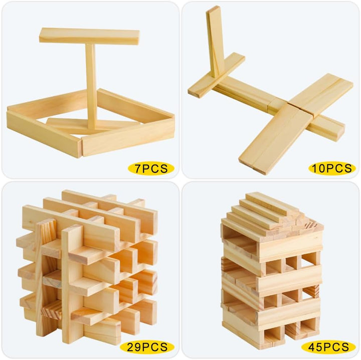Joycabin 50 Stück Holzklötzchen zum Basteln, 160 x 22 x 8mm Bastelholz klötzchen Holzbausteine baste