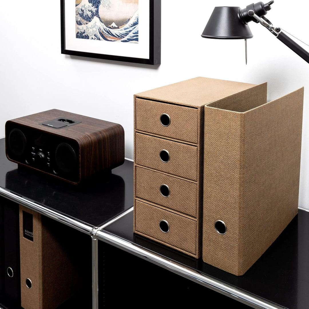 Rössler 1524452604 - S.O.H.O. 4er Schubladenbox für DIN A5, mit Griffloch, Special Line Hazelnut, 25