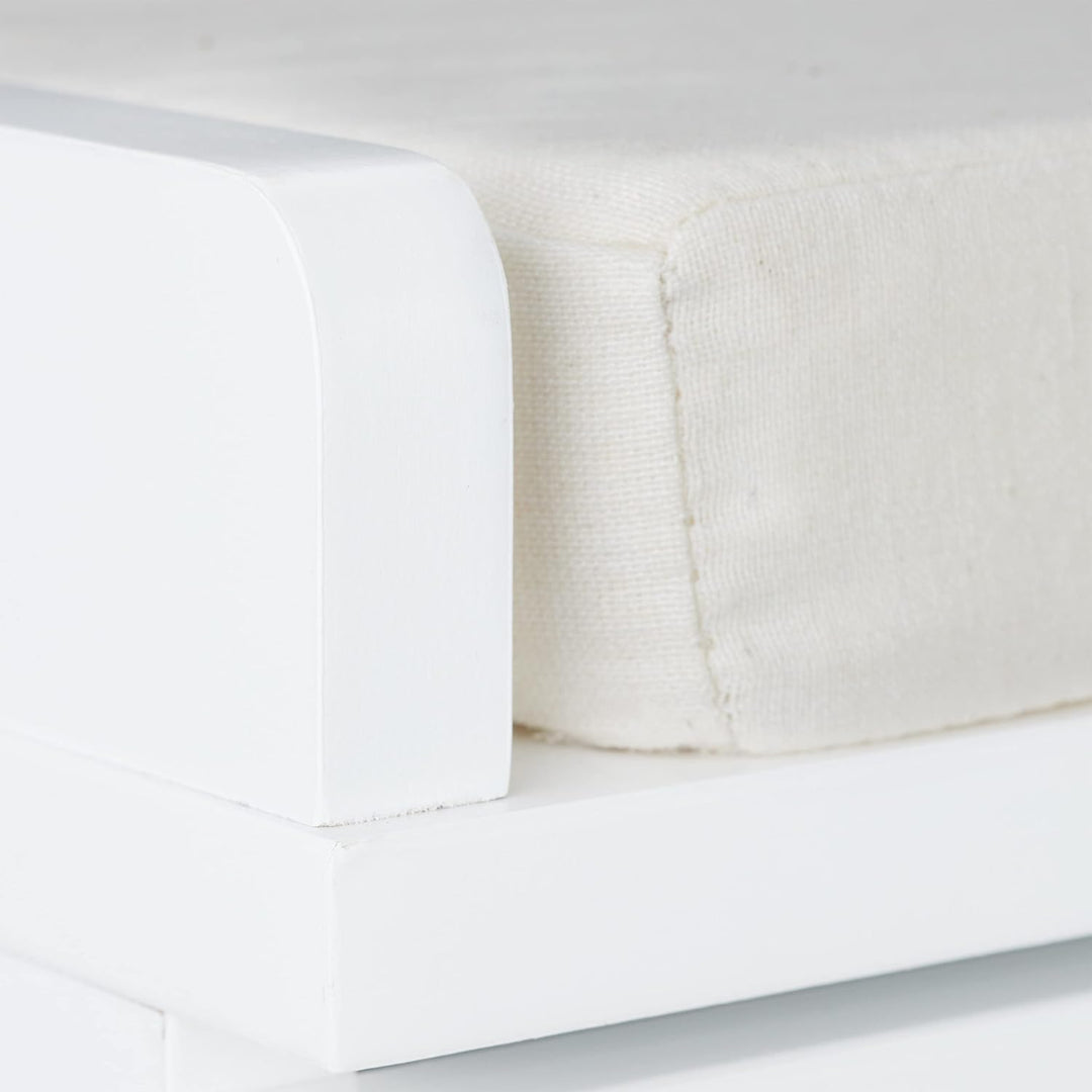 Relaxdays Sitzkommode, Garderobenbank mit 2 Schubladen, Landhausstil, Auflage zum Sitzen, HBT: 45 x
