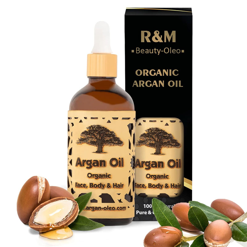 SEHR GUT IM TEST - R&M Beauty-Oleo 2x Bio Argan-Öl aus Marokko - Fair Trade Öl für Haare, Gesicht, N