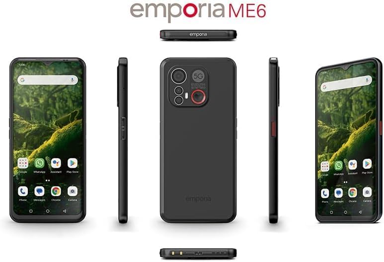 emporia ME6, Smartphone mit No-Panic-Taste, 5G Volte, 6,58-Zoll-Display, RAM 6 GB, ROM 128 GB, Andro