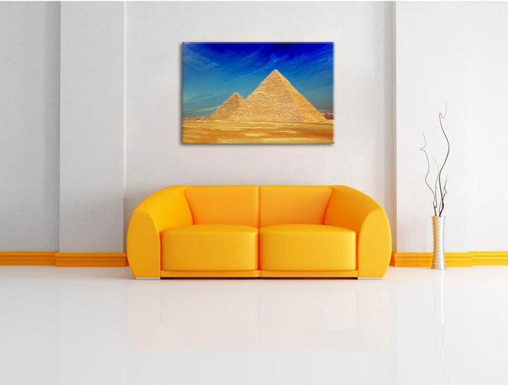 Pixxprint Pyramiden von Gizeh in Ägypten als Leinwandbild/Grösse: 100x70 cm/Wandbild/Kunstdruck/fert