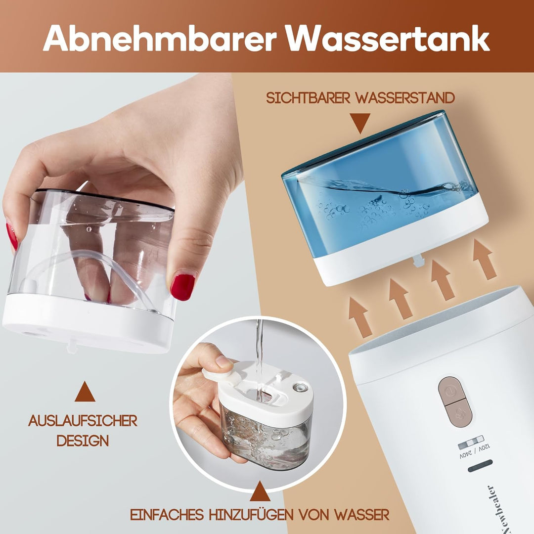 Newbealer Steamer Reise Dampfglätter, 2-in-1 Reisebügeleisen mit umschaltbarer Spannung - 220V/120V,