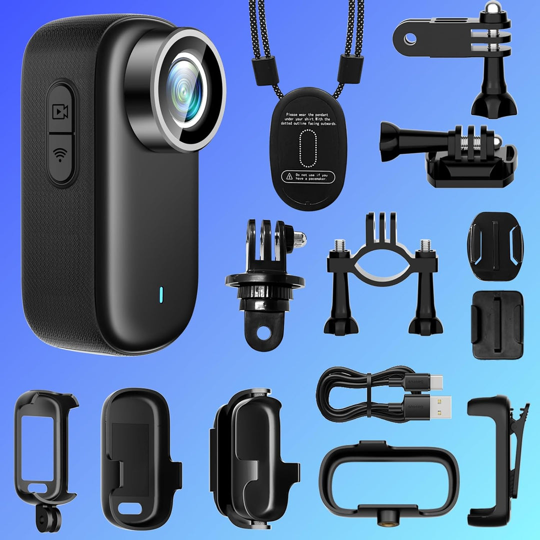 Action Cam, WiFi Mini Sportkamera HD 4K,Tragbare Action Kamera mit 1.47-Zoll-Display,POV Kamera Fahr