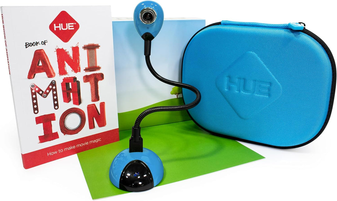 HUE Animation Studio: Komplett-Set Stop Motion Animation für Windows/macOS (Kamera in Blau mit Trage