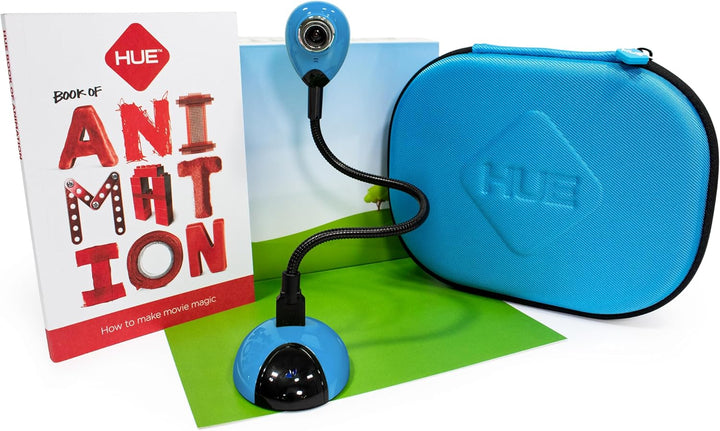 HUE Animation Studio: Komplett-Set Stop Motion Animation für Windows/macOS (Kamera in Blau mit Trage
