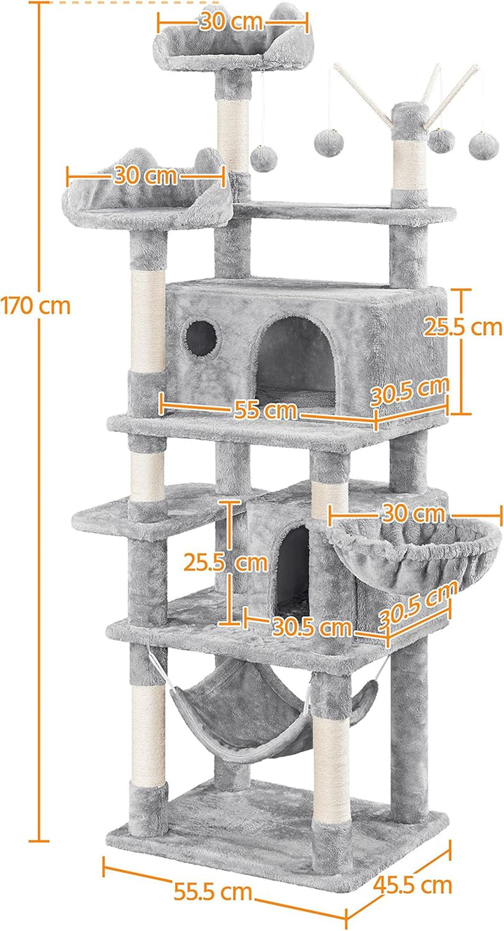 Yaheetech Kratzbaum 170 cm Katzenbaum XL Stabiler Katzenkratzbaum Kletterbaum für Katzen, mit Aussic