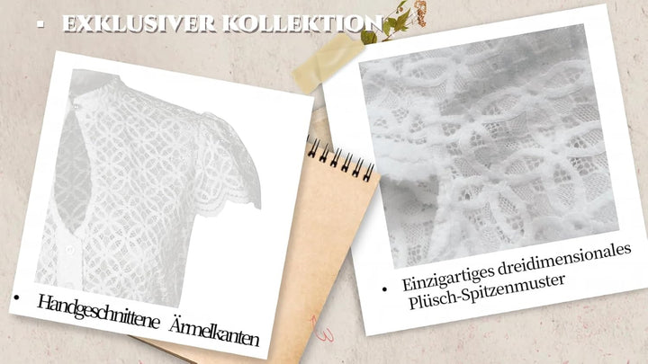 Dirndlwelle Dirndlbluse Dirndl Bluse Damen, Dirndlbluse Langarm, Kurzarm Damen Dirndlbluse für Dirnd